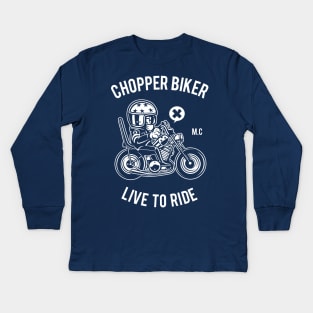 On the road with my chopper Kids Long Sleeve T-Shirt